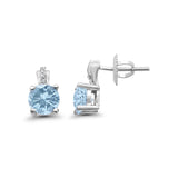 Stud Earrings Wedding Round Simulated CZ 925 Sterling Silver (9mm)