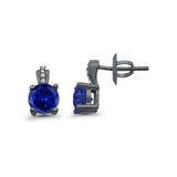 Stud Earrings Wedding Round Simulated CZ 925 Sterling Silver (9mm)