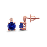 Stud Earrings Wedding Round Simulated CZ 925 Sterling Silver (9mm)