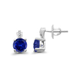 Stud Earrings Wedding Round Simulated CZ 925 Sterling Silver (9mm)