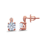 Stud Earrings Wedding Round Simulated CZ 925 Sterling Silver (9mm)