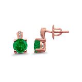 Stud Earrings Wedding Round Simulated CZ 925 Sterling Silver (9mm)