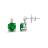 Stud Earrings Wedding Round Simulated CZ 925 Sterling Silver (9mm)
