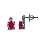 Stud Earrings Wedding Round Simulated CZ 925 Sterling Silver (9mm)