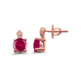 Stud Earrings Wedding Round Simulated CZ 925 Sterling Silver (9mm)