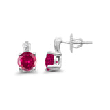 Stud Earrings Wedding Round Simulated CZ 925 Sterling Silver (9mm)