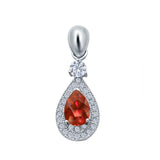 Halo Teardrop Pendant Simulated Cubic Zirconia 925 Sterling Silver (26mm)