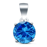 Halo Simulated Cubic Zirconia Round 925 Sterling Silver Charm Pendant
