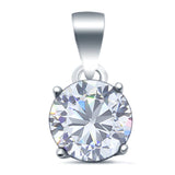 Halo Simulated Cubic Zirconia Round 925 Sterling Silver Charm Pendant
