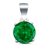 Halo Simulated Cubic Zirconia Round 925 Sterling Silver Charm Pendant