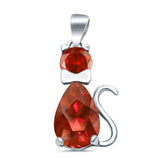 Teardrop Cat Pendant Charm Pear Simulated Cubic Zirconia 925 Sterling Silver