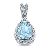 Pear Shape Simulated Cubic Zirconia Pendant for Necklace 925 Sterling Silver