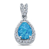 Pear Shape Cubic Zirconia, Opal Pendant for Necklace 925 Sterling Silver
