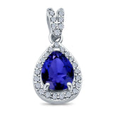 Pear Shape Simulated Cubic Zirconia Pendant for Necklace 925 Sterling Silver