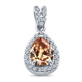 Pear Shape Cubic Zirconia, Opal Pendant for Necklace 925 Sterling Silver
