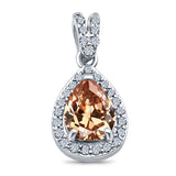 Pear Shape Simulated Cubic Zirconia Pendant for Necklace 925 Sterling Silver