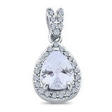 Pear Shape Cubic Zirconia, Opal Pendant for Necklace 925 Sterling Silver