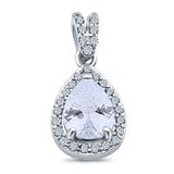 Pear Shape Simulated Cubic Zirconia Pendant for Necklace 925 Sterling Silver