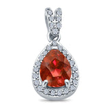 Pear Shape Simulated Cubic Zirconia Pendant for Necklace 925 Sterling Silver