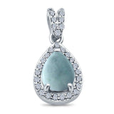 Pear Shape Cubic Zirconia, Opal Pendant for Necklace 925 Sterling Silver