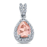 Pear Shape Simulated Cubic Zirconia Pendant for Necklace 925 Sterling Silver