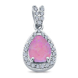 Pear Shape Cubic Zirconia, Opal Pendant for Necklace 925 Sterling Silver