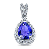 Pear Shape Simulated Cubic Zirconia Pendant for Necklace 925 Sterling Silver