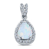 Pear Shape Cubic Zirconia, Opal Pendant for Necklace 925 Sterling Silver