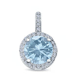 Halo Jewelry Charm Pendant Lab Created Opal & Simulated CZ 925 Sterling Silver