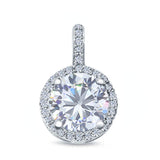 Halo Jewelry Charm Pendant Lab Created Opal & Simulated CZ 925 Sterling Silver
