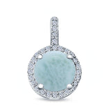 Halo Jewelry Charm Pendant Lab Created Opal & Simulated CZ 925 Sterling Silver
