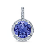 Halo Jewelry Charm Pendant Lab Created Opal & Simulated CZ 925 Sterling Silver