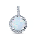 Halo Jewelry Charm Pendant Lab Created Opal & Simulated CZ 925 Sterling Silver