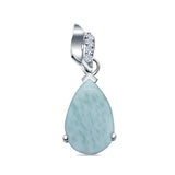 Pear Shape Lab Created Opal & Simulated Cubic Zirconia 925 Sterling Silver Charm Pendant