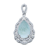Pear Shape Lab Created Opal & Cubic Zirconia 925 Sterling Silver Charm Pendant