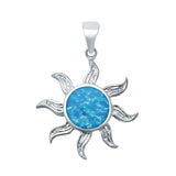 Lab Created Opal Sun Surf Celestial Sun 925 Sterling Silver Charm Pendant