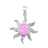 Lab Created Opal Sun Surf Celestial Sun 925 Sterling Silver Charm Pendant