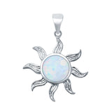 Lab Created Opal Sun Surf Celestial Sun 925 Sterling Silver Charm Pendant