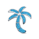Lab Created Opal Palm Tree Pendant 925 Sterling Silver