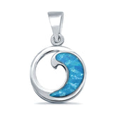 Lab Created Opal Wave Design 925 Sterling Silver Charm Pendant