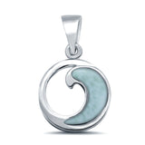 Lab Created Opal Wave Design 925 Sterling Silver Charm Pendant