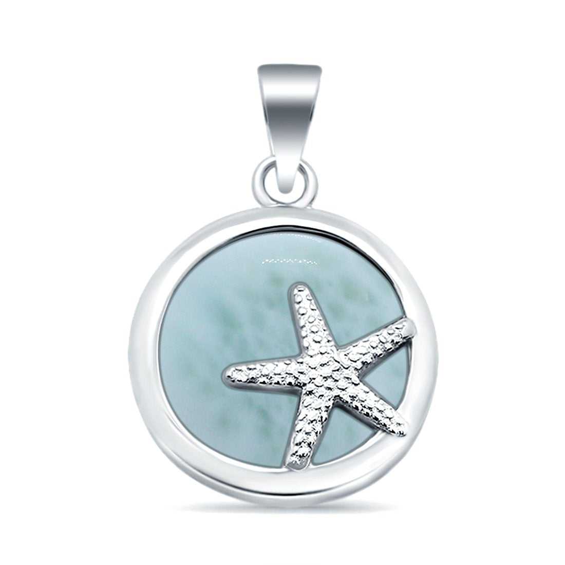 Lab Created Opal Starfish Round 925 Sterling Silver Charm Pendant