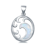 Lab Created Opal Wave 925 Sterling Silver Charm Pendant