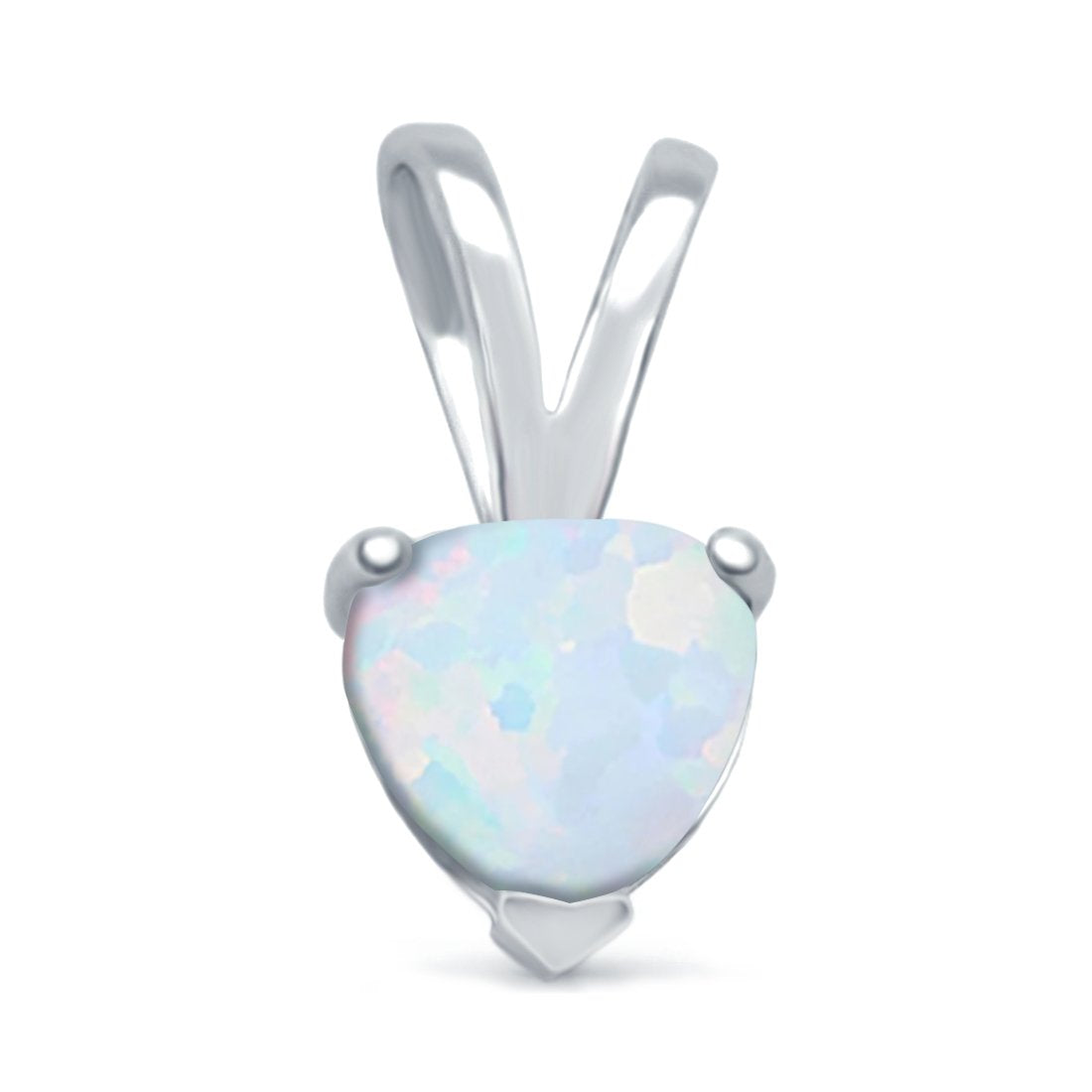 Lab Created Opal Heart 925 Sterling Silver