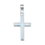 Lab Created Opal Cross 925 Sterling Silver Charm Pendant