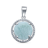 Lab Created Opal Round Cubic Zirconia 925 Sterling Silver Charm Pendant