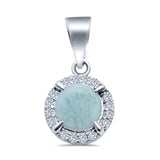 Round Lab Created Opal & Cubic Zirconia 925 Sterling Silver Charm Pendant