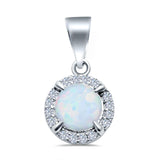 Round Lab Created Opal & Cubic Zirconia 925 Sterling Silver Charm Pendant