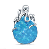 Lab Created Opal Oval 925 Sterling Silver Charm Pendant