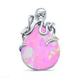 Lab Created Opal Oval 925 Sterling Silver Charm Pendant